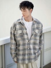 Акція на Сорочка чоловіча SHEIN GD-00129684 S Бежева від Rozetka