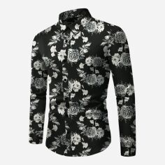 Акція на Сорочка чоловіча SHEIN GD-00157852 2XL Чорно-біла від Rozetka