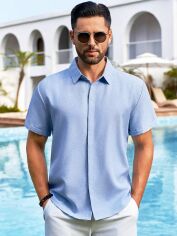 Акція на Сорочка чоловіча SHEIN GD-00155980 XL Блакитна від Rozetka