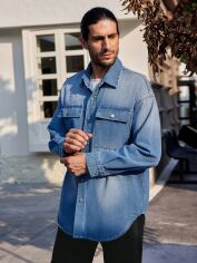 Акція на Сорочка чоловіча SHEIN GD-00145291 M Блакитна від Rozetka