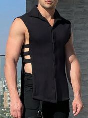 Акція на Сорочка літня чоловіча SHEIN GD-00170522 L Чорна від Rozetka