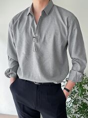 Акція на Сорочка чоловіча SHEIN GD-00157844 S Сіра від Rozetka