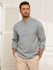 Акція на Сорочка чоловіча SHEIN GD-00165219 XL Сіра з блакитним від Rozetka