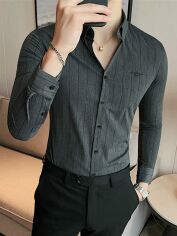 Акція на Сорочка чоловіча SHEIN GD-00167717 2XL Сіра від Rozetka
