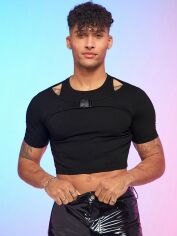 Акція на Футболка чоловіча SHEIN GD-00154273 XL Чорна від Rozetka