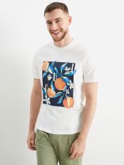 Акція на Футболка бавовняна довга чоловіча C&A GD-00110445 XL Молочна з принтом від Rozetka