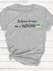 Акція на Футболка бавовняна довга чоловіча Easy Доброго вечора, ми з України!-2 EY00103 2XL Сіра від Rozetka