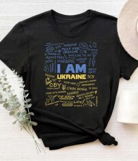 Акція на Футболка бавовняна довга чоловіча Easy I am Ukrainian UA EY00119 XL Чорна від Rozetka