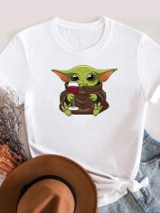 Акція на Футболка бавовняна довга чоловіча Easy Yoda wine EY00102 M Біла від Rozetka