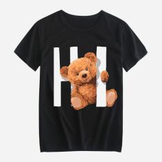 Акція на Футболка бавовняна довга чоловіча Easy Hi! I'm a bear EY00118 M Чорна від Rozetka