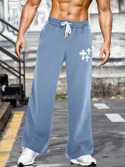 Акція на Спортивні штани чоловічі SHEIN GD-00157717 XL Сірі з блакитним від Rozetka