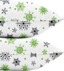 Акція на Набір наволочок Cosas Snowflake Ранфорс 50x70 см x 2 шт (SetPillow_SnowflakesGreenGreyWhite_50x70) від Rozetka