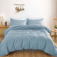 Акція на Простирадло MirSon Satin Light Pro 10-019 Gray-blue 150х220 см від Rozetka