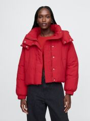 Акція на Куртка демісезонна коротка з капюшоном жіноча GAP 273312600 2XL Червона від Rozetka