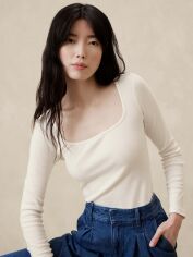 Акція на Лонгслів довгий жіночий Banana Republic 46286132 2XL Молочний від Rozetka