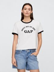 Акція на Футболка бавовняна жіноча GAP 756776713 M Біла від Rozetka