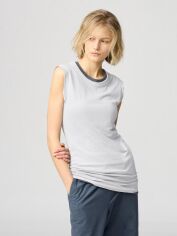 Акція на Футболка бавовняна довга жіноча Uniqlo 472807982 S Сіра від Rozetka
