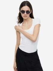 Акція на Футболка бавовняна оверсайз жіноча H&M 1178436003c26 S Біла від Rozetka