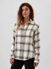 Акція на Сорочка бавовняна жіноча GAP 427052369 S Молочна з чорними від Rozetka