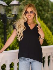 Акція на Блузка жіноча ISSA PLUS 15219 4XL Чорна від Rozetka