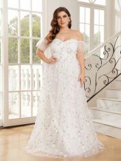 Акція на Весільне плаття жіноче SHEIN GD-00139835 4XL Біле від Rozetka