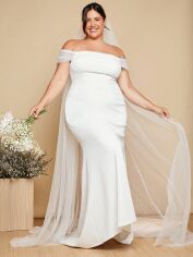 Акція на Весільне плаття жіноче SHEIN GD-00121448 XL Біле від Rozetka