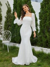 Акція на Весільне плаття жіноче SHEIN GD-00143178 L Біле від Rozetka