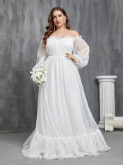 Акція на Весільне плаття жіноче SHEIN GD-00121469 3XL Біле від Rozetka