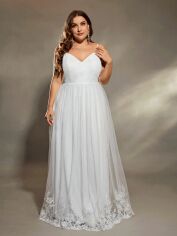 Акція на Весільне плаття жіноче SHEIN GD-00121429 4XL Біле від Rozetka