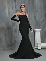Акція на Плаття вечірнє довге літнє жіноче SHEIN GD-00149428 S Чорне від Rozetka