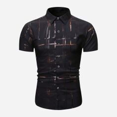 Акція на Сорочка літня чоловіча SHEIN GD-00157842 M Чорна від Rozetka