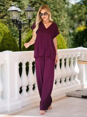 Акція на Костюм жіночий ISSA PLUS 15226 XL Темно-бордовий від Rozetka