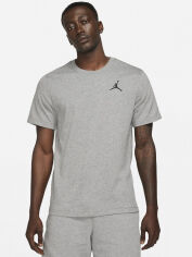 Акція на Футболка бавовняна довга чоловіча Nike M J Jumpman Emb SS Crew DC7485-091 XL Сіра від Rozetka