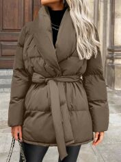 Акція на Куртка демісезонна жіноча SHEIN GD-00204871 L Коричнева від Rozetka