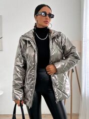 Акція на Куртка демісезонна жіноча SHEIN GD-00205942 XS Срібляста від Rozetka