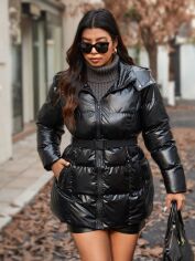 Акція на Пальто жіноче SHEIN GD-00203921 0XL Чорне від Rozetka