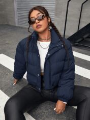 Акція на Куртка демісезонна жіноча SHEIN GD-00214823 4XL Темно-синя від Rozetka