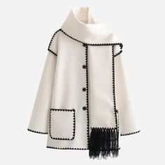 Акція на Пальто осіннє коротке жіноче SHEIN GD-00197584 L Біле від Rozetka