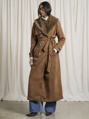 Акція на Пальто жіноче SHEIN GD-00207722 S Коричневе від Rozetka