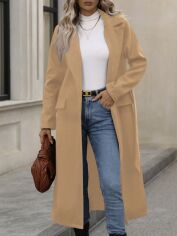 Акція на Пальто осіннє довге жіноче SHEIN GD-00207878 XL Хакі від Rozetka
