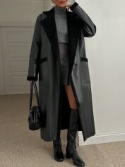 Акція на Пальто жіноче SHEIN GD-00204084 L Чорне від Rozetka