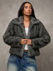 Акція на Куртка зимова жіноча SHEIN GD-00208788 XS Темно-сіра від Rozetka
