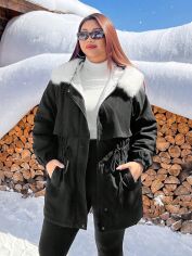 Акція на Пальто жіноче SHEIN GD-00196344 4XL Чорне з білим від Rozetka