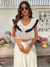 Акція на Топ жіночий SHEIN GD-00195695 L Кремовий від Rozetka