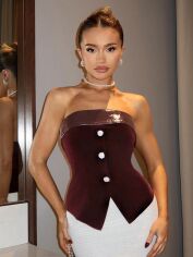 Акція на Топ жіночий SHEIN GD-00207568 L Бордовий від Rozetka