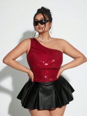Акція на Топ жіночий SHEIN GD-00216648 0XL Бордовий від Rozetka