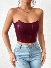 Акція на Топ жіночий SHEIN GD-00217871 M Бордовий від Rozetka