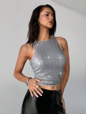 Акція на Топ жіночий SHEIN GD-00193241 M Сріблястий від Rozetka