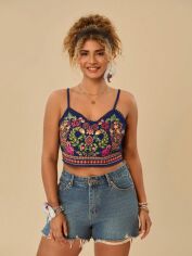 Акція на Топ жіночий SHEIN GD-00226169 1XL Темно-синій від Rozetka