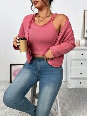 Акція на Кардиган + топ жіночий SHEIN GD-00201095 0XL Червоний від Rozetka